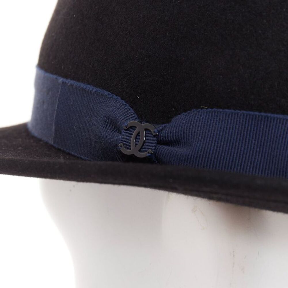 Chanel Rabbit Felt Navy Ribbon Fedora - Picture 2 of 8